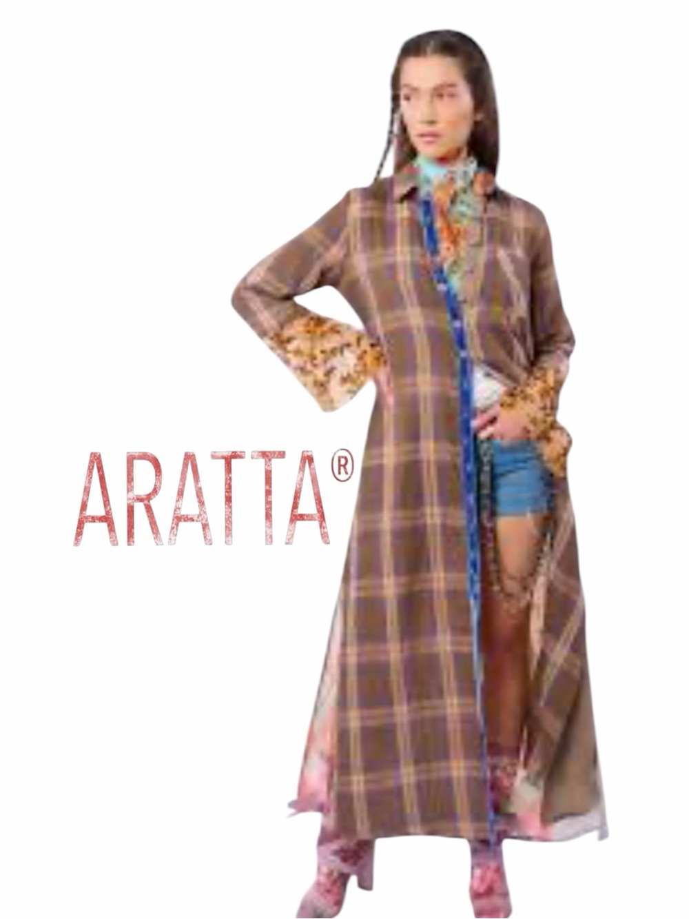 NWOT Aratta Peacock Plaid Peacock Print Duster Kimono Size Small